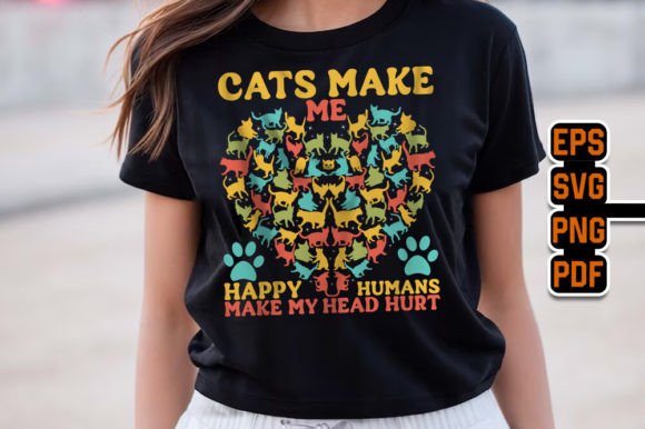 Cats Make Me Happy - Cat Heart Shape Design Review