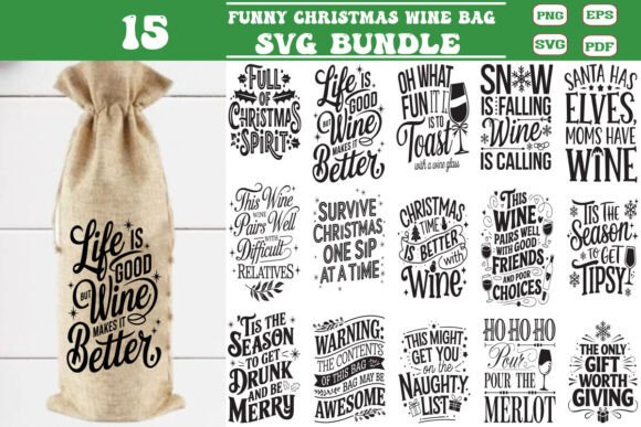 Funny Christmas Wine Quotes Bag Bundle Review for Real Projects